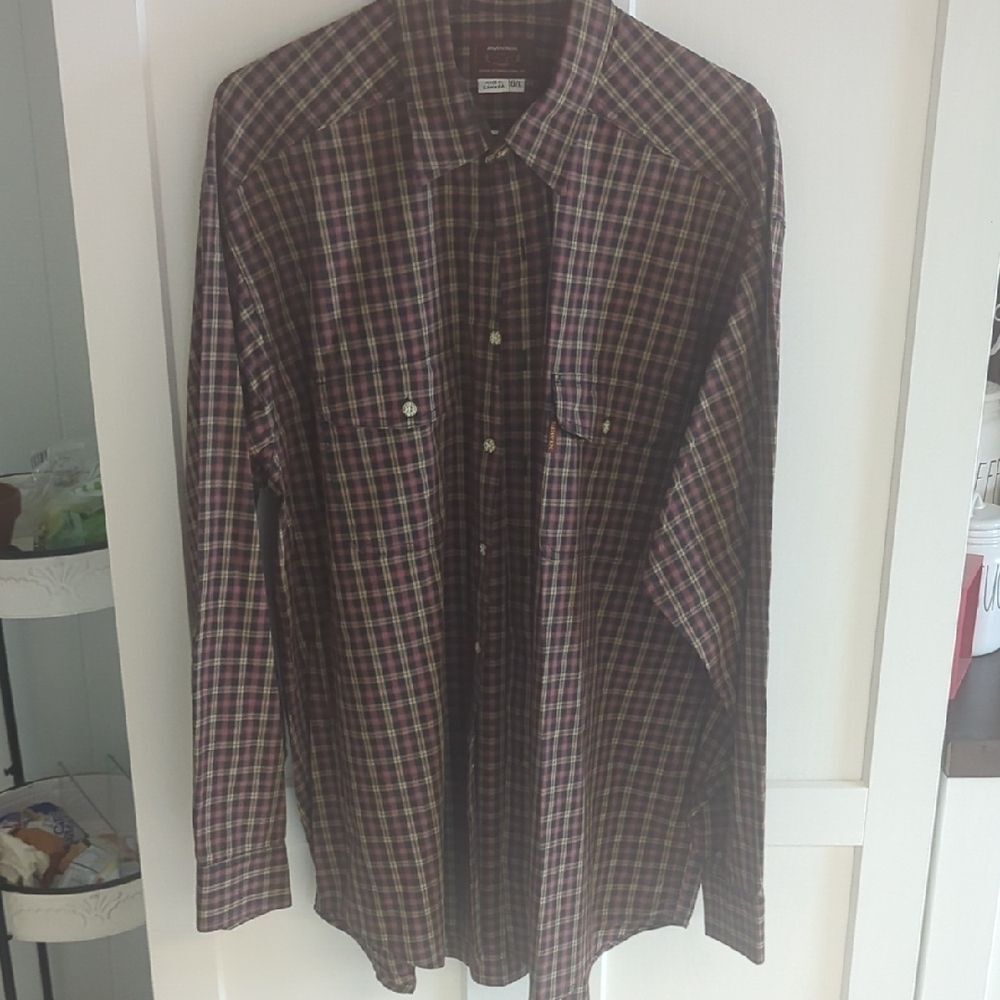 Edwin men’s button-down shirt | red & black casual plaid heritage workwear style